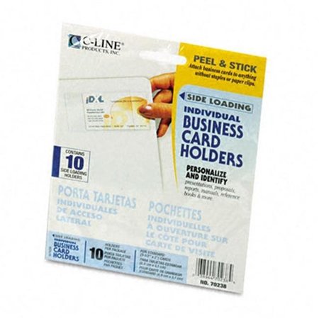 C-LINE PRODUCTS C-Line 70238 Self-Adhesive Side-Load Business Card Holders  3 1/2 x 2  Clear  10 per Pack 70238